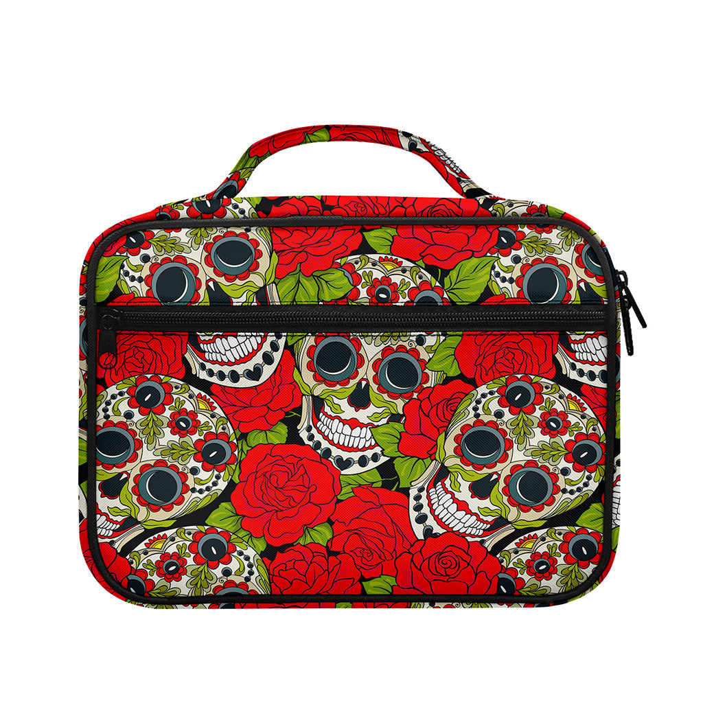 Rose Floral Sugar Skull Pattern Print Briefcase Bible Bag