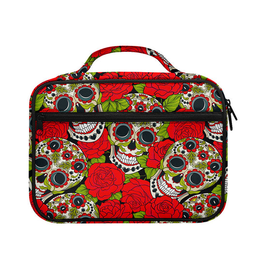 Rose Floral Sugar Skull Pattern Print Briefcase Bible Bag