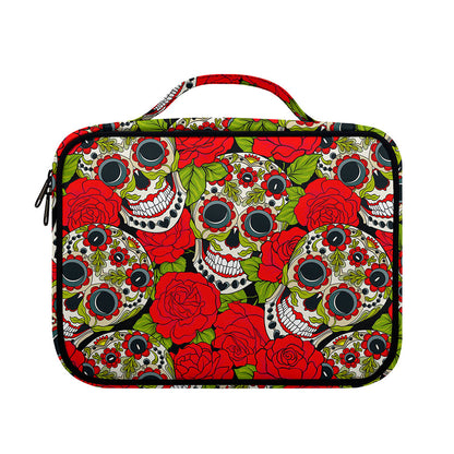 Rose Floral Sugar Skull Pattern Print Briefcase Bible Bag