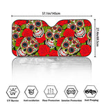 Rose Floral Sugar Skull Pattern Print Car Windshield Sun Shade