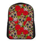 Rose Floral Sugar Skull Pattern Print Casual Backpack