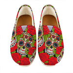 Rose Floral Sugar Skull Pattern Print Casual Shoes
