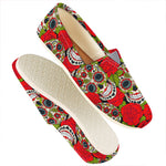 Rose Floral Sugar Skull Pattern Print Casual Shoes