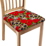 Rose Floral Sugar Skull Pattern Print Chair Cushion Cover