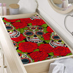 Rose Floral Sugar Skull Pattern Print Changing Pad Cover