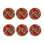 Rose Floral Sugar Skull Pattern Print Coaster Set