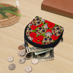 Rose Floral Sugar Skull Pattern Print Coin Purse