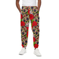 Rose Floral Sugar Skull Pattern Print Cotton Sweatpants