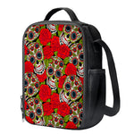Rose Floral Sugar Skull Pattern Print Crossbody Lunch Bag