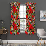 Rose Floral Sugar Skull Pattern Print Curtain