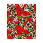 Rose Floral Sugar Skull Pattern Print Curtain