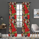Rose Floral Sugar Skull Pattern Print Curtain