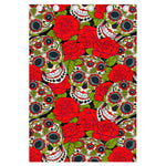 Rose Floral Sugar Skull Pattern Print Curtain