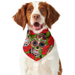 Rose Floral Sugar Skull Pattern Print Dog Bandana