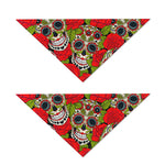 Rose Floral Sugar Skull Pattern Print Dog Bandana