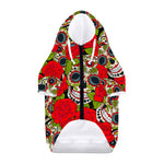 Rose Floral Sugar Skull Pattern Print Dog Zip Up Hoodie