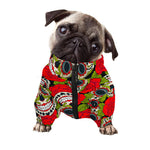 Rose Floral Sugar Skull Pattern Print Dog Zip Up Jacket