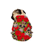 Rose Floral Sugar Skull Pattern Print Dog Zip Up Jacket