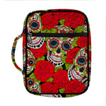 Rose Floral Sugar Skull Pattern Print Front Pocket Bible Bag