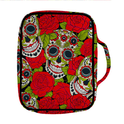 Rose Floral Sugar Skull Pattern Print Front Pocket Bible Bag