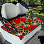 Rose Floral Sugar Skull Pattern Print Golf Cart Seat Cover