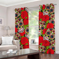 Rose Floral Sugar Skull Pattern Print Grommet Curtains
