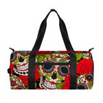 Rose Floral Sugar Skull Pattern Print Gym Bag