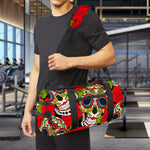 Rose Floral Sugar Skull Pattern Print Gym Bag