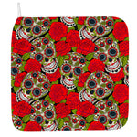 Rose Floral Sugar Skull Pattern Print Hand Towel