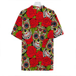Rose Floral Sugar Skull Pattern Print Hawaiian Shirt