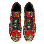 Rose Floral Sugar Skull Pattern Print High Top Leather Sneakers