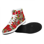 Rose Floral Sugar Skull Pattern Print High Top Leather Sneakers
