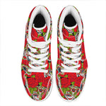 Rose Floral Sugar Skull Pattern Print High Top Leather Sneakers