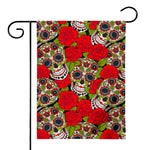 Rose Floral Sugar Skull Pattern Print House Flag