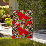 Rose Floral Sugar Skull Pattern Print House Flag