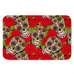 Rose Floral Sugar Skull Pattern Print Indoor Door Mat