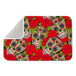 Rose Floral Sugar Skull Pattern Print Indoor Door Mat