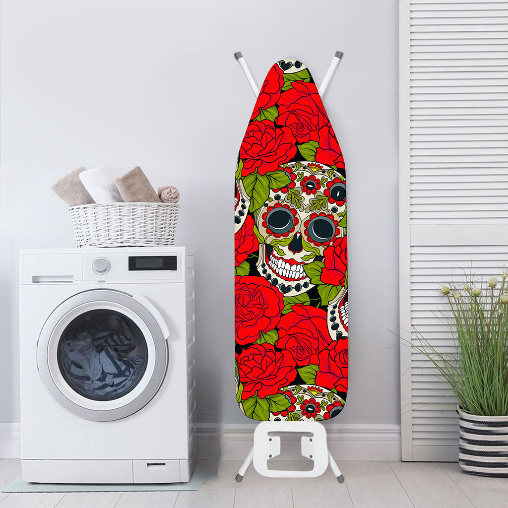 Rose Floral Sugar Skull Pattern Print Ironing Board Cover