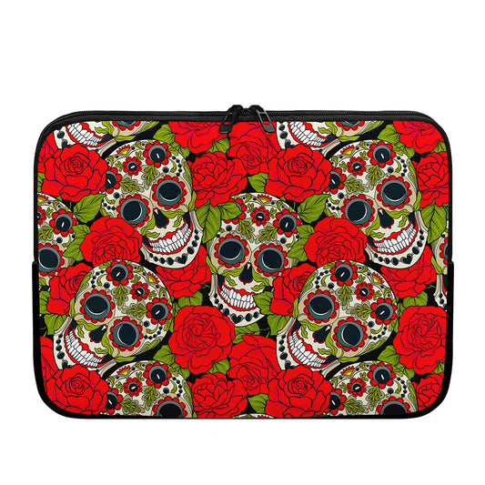 Rose Floral Sugar Skull Pattern Print Laptop Sleeve