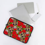 Rose Floral Sugar Skull Pattern Print Laptop Sleeve