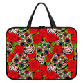 Rose Floral Sugar Skull Pattern Print Laptop Sleeve With Handle