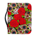 Rose Floral Sugar Skull Pattern Print Leather Bible Cover