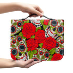 Rose Floral Sugar Skull Pattern Print Leather Bible Cover