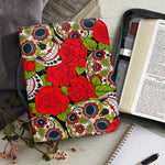 Rose Floral Sugar Skull Pattern Print Leather Bible Cover