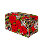 Rose Floral Sugar Skull Pattern Print Leather Tissue Box Cover
