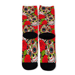 Rose Floral Sugar Skull Pattern Print Long Socks