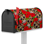 Rose Floral Sugar Skull Pattern Print Mailbox Cover