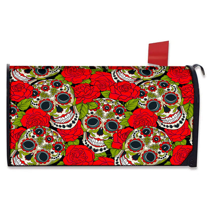 Rose Floral Sugar Skull Pattern Print Mailbox Cover