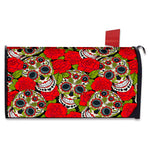 Rose Floral Sugar Skull Pattern Print Mailbox Cover
