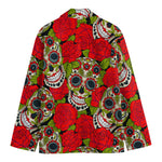 Rose Floral Sugar Skull Pattern Print Men's Blazer